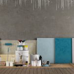 Select color swatch to paint old grunge wall -  3d rendering